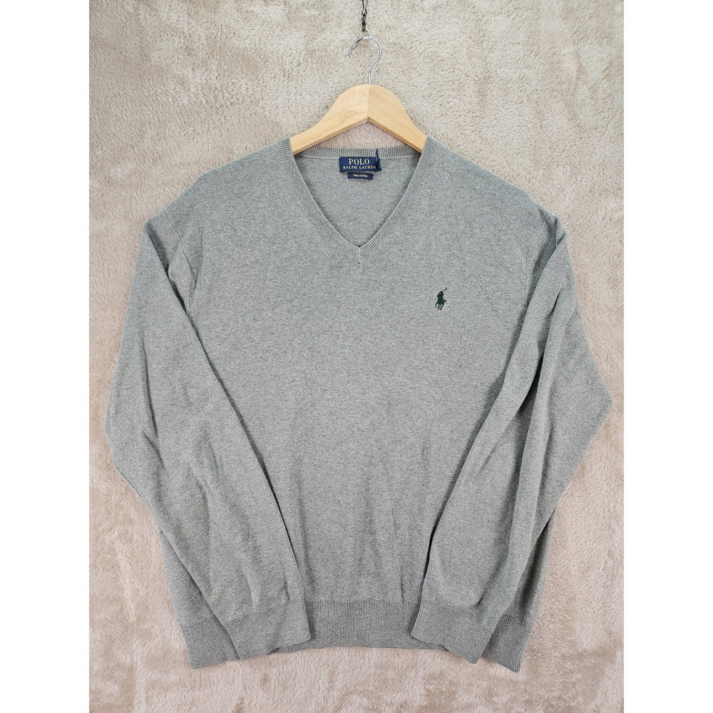 Polo Ralph Lauren Pima Cotton Sweater V-neck Pullover Men's Size L Pony Logo